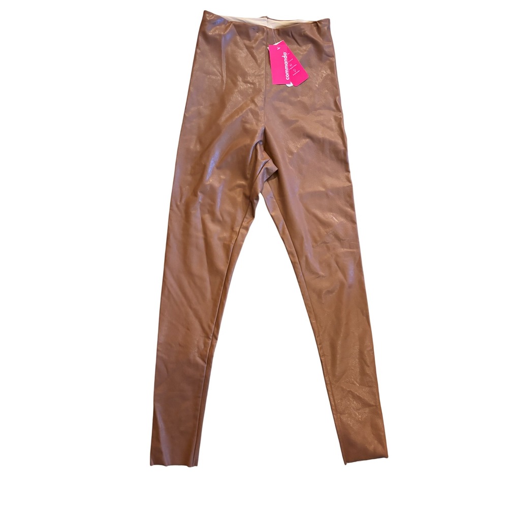 NWT Commando Cocoa Faux Leather Leggings Brown High Rise Womens Size M